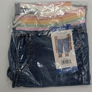Vigoss Blue Denim Kids Shorts with Rainbow Waistband